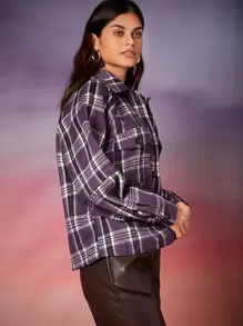 SHEIN Unity 格紋印花插肩袖羊毛混紡外套 - 彩色 - 查看 6