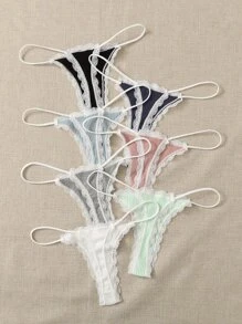 7packs Lace Trim Sexy G-Strings Set - Multicolor - View 2