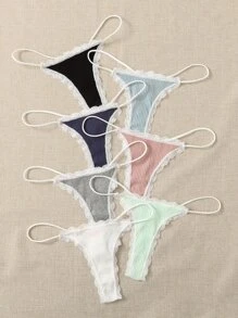 7packs Lace Trim Sexy G-Strings Set - Multicolor - View 3