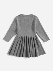 Áo len cho bé Viên lá sen màu trơn Giải trí - Màu xám đen - Xem 2