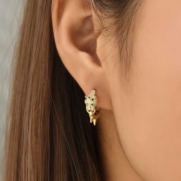 

Zircon Decor Hoop Earring, Gold