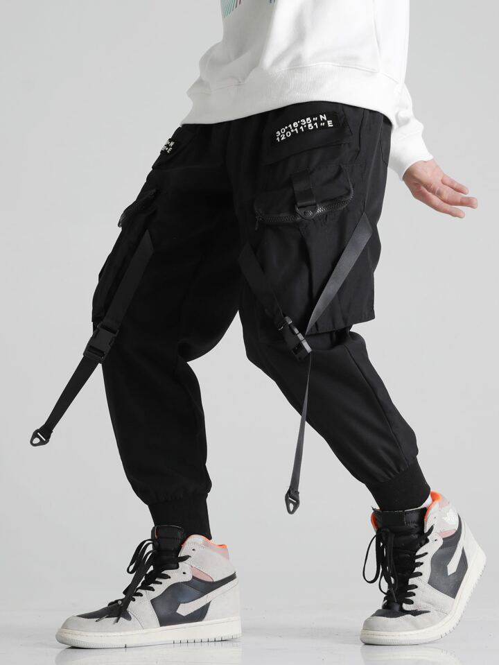 Our Guys Patched Buckle Ribbon Cargo Pants is such a vibe