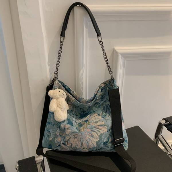 

Floral Graphic Doll Decor Square Bag, Multicolor