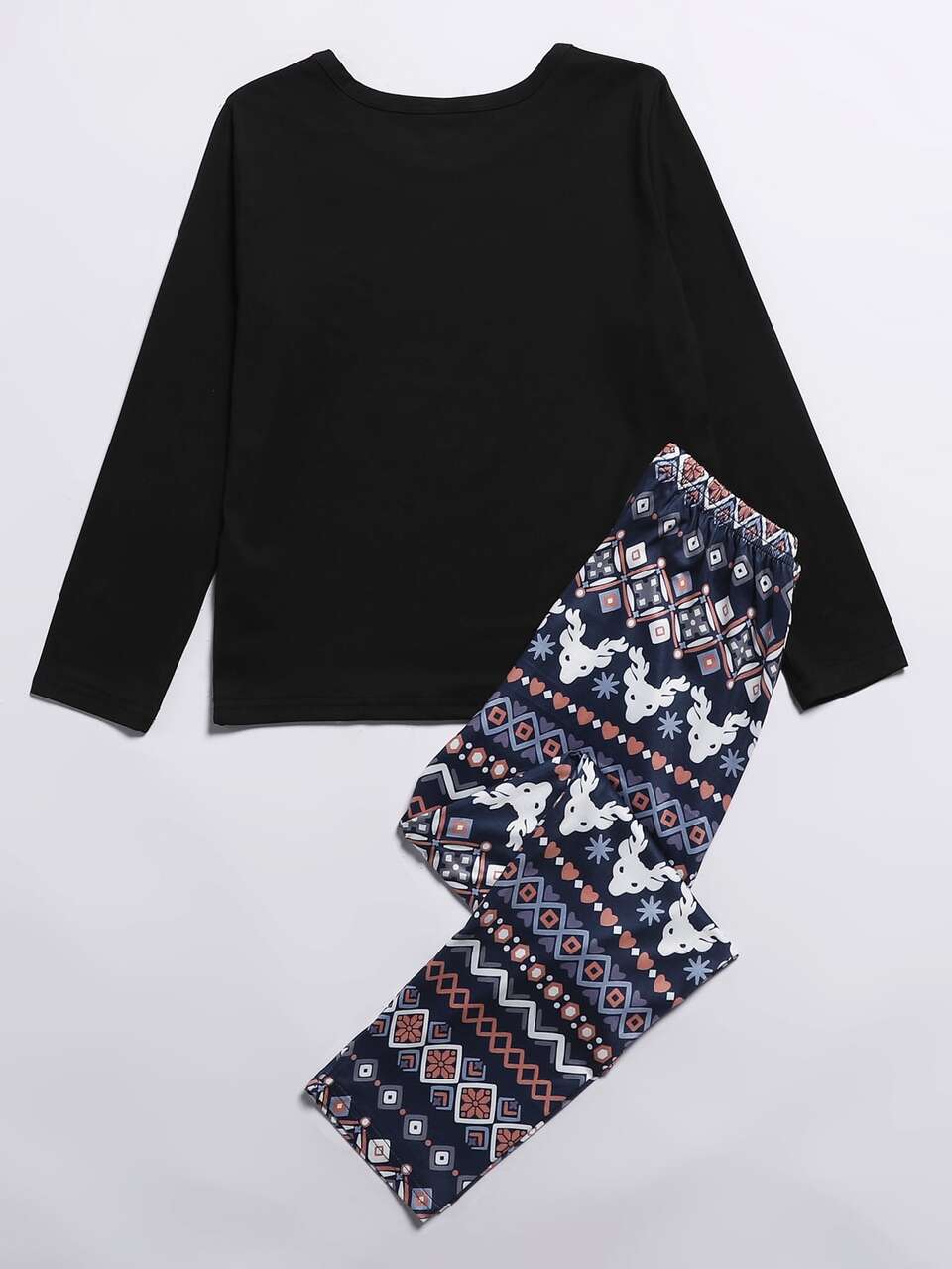 Tween Girl Geometric Pattern Long Sleeve And Long Pants Pajamas Set