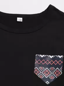 Girls Contrast Geo Panel Tee & Trousers PJ Set - Multicolor - View 4