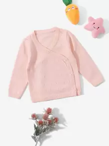 Cárdigan con botón de malla con corazón - Rosa Pálido - Ver 1