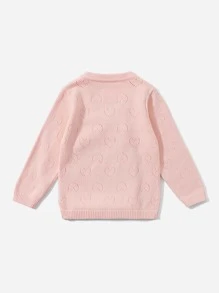 Cárdigan con botón de malla con corazón - Rosa Pálido - Ver 2