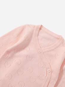 Cárdigan con botón de malla con corazón - Rosa Pálido - Ver 4