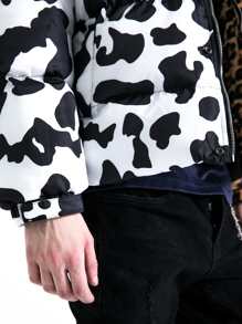 Abrigo acolchado con estampado de leopardo y vaca para hombres - Multicolor - Ver 6
