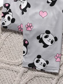 Pijama de Niña Preadolescente con Estampado de Panda, conjunto de Camiseta y Pantalón - Multicolor - Ver 3