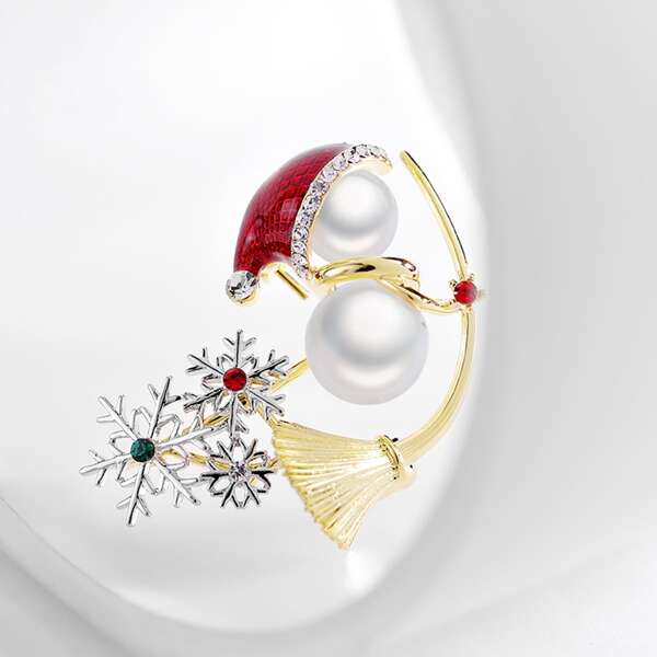 

14K Gold Plated Snowflake Brooch, Multicolor