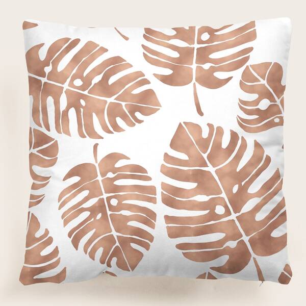 

Leaf Print Cushion Cover Without Filler, Multicolor
