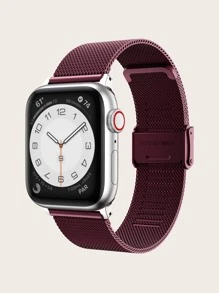 Dây đeo đồng hồ bằng thép không gỉ trơn tương thích với Apple Watch - Màu Đỏ Sâu - Xem 1