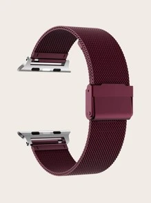 Dây đeo đồng hồ bằng thép không gỉ trơn tương thích với Apple Watch - Màu Đỏ Sâu - Xem 2