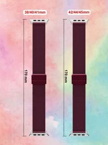 Dây đeo đồng hồ bằng thép không gỉ trơn tương thích với Apple Watch - Màu Đỏ Sâu - Xem 3