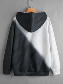 SHEIN EZwear 3D Cat Print Drop Shoulder Hoodie - Black and White - View 2