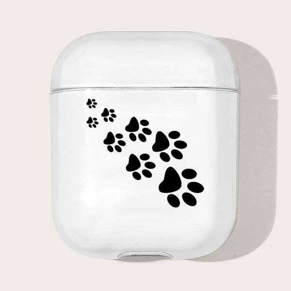 

Чехол для Airpods собака с принтом лапы, Прозрачный