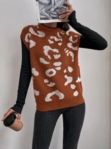 圖形圖案不帶T恤毛衣背心 - 鏽棕色 - 查看 1