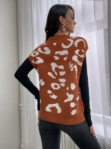圖形圖案不帶T恤毛衣背心 - 鏽棕色 - 查看 2