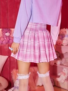 Kawaii Váy nữ Sọc ca rô Sẵn sàng - Hồng - Xem 3