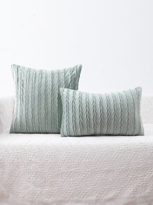 1pc Leaf Decor Cushion Cover Without Filler - Green - View 1