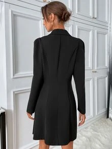 فستان بليزر اكمام منتفخة حافة مثني بقصة ملفوفة