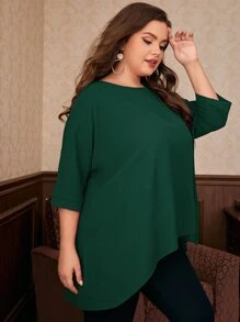 SHEIN Plus High Low Batwing Sleeve Blouse