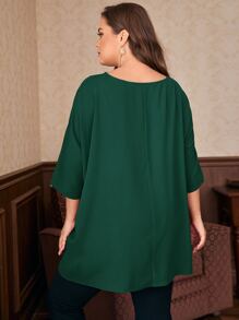SHEIN Plus High Low Batwing Sleeve Blouse