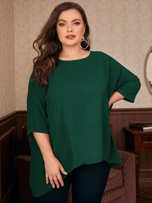 SHEIN Plus High Low Batwing Sleeve Blouse