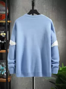 Manfinity Homme Men Knitwear Nghề thêu Đồ họa Giải trí - Màu xanh nhạt - Xem 2