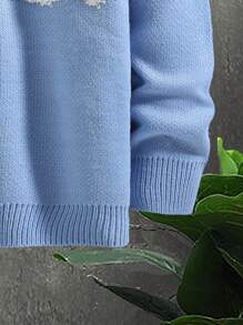 Manfinity Homme Men Knitwear Nghề thêu Đồ họa Giải trí - Màu xanh nhạt - Xem 3