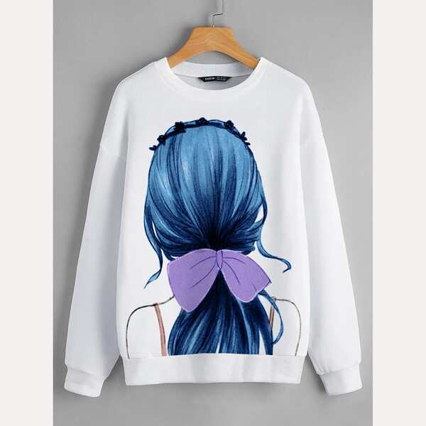 

Figure Graphic Drop Shoulder Pullover, White