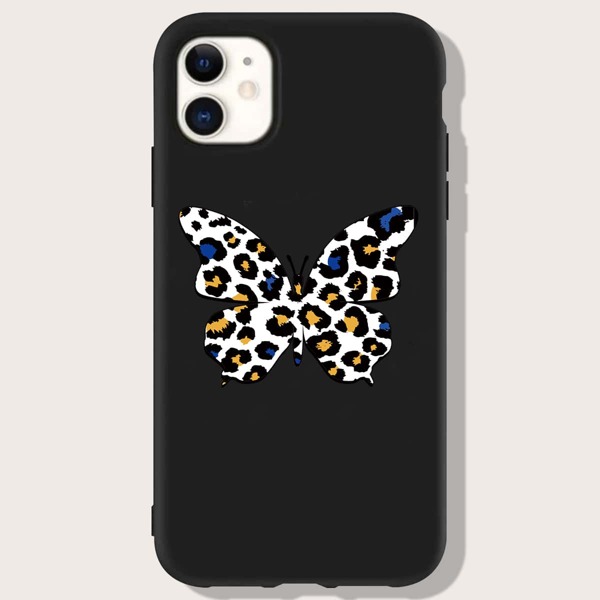 

Leopard Butterfly Phone Case, Black