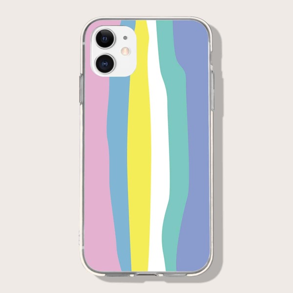 

Color Block Striped Phone Case, Multicolor