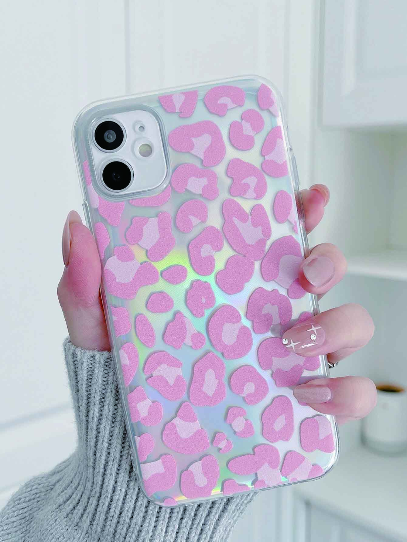 Funda para móvil de leopardo con láser papel - Multicolor - Añade 1