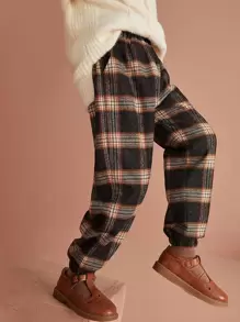 Girls Plaid Print Trousers - Multicolor - View 1