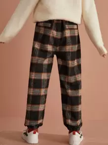 Girls Plaid Print Trousers - Multicolor - View 2