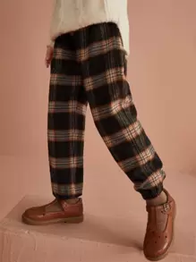 Girls Plaid Print Trousers - Multicolor - View 3