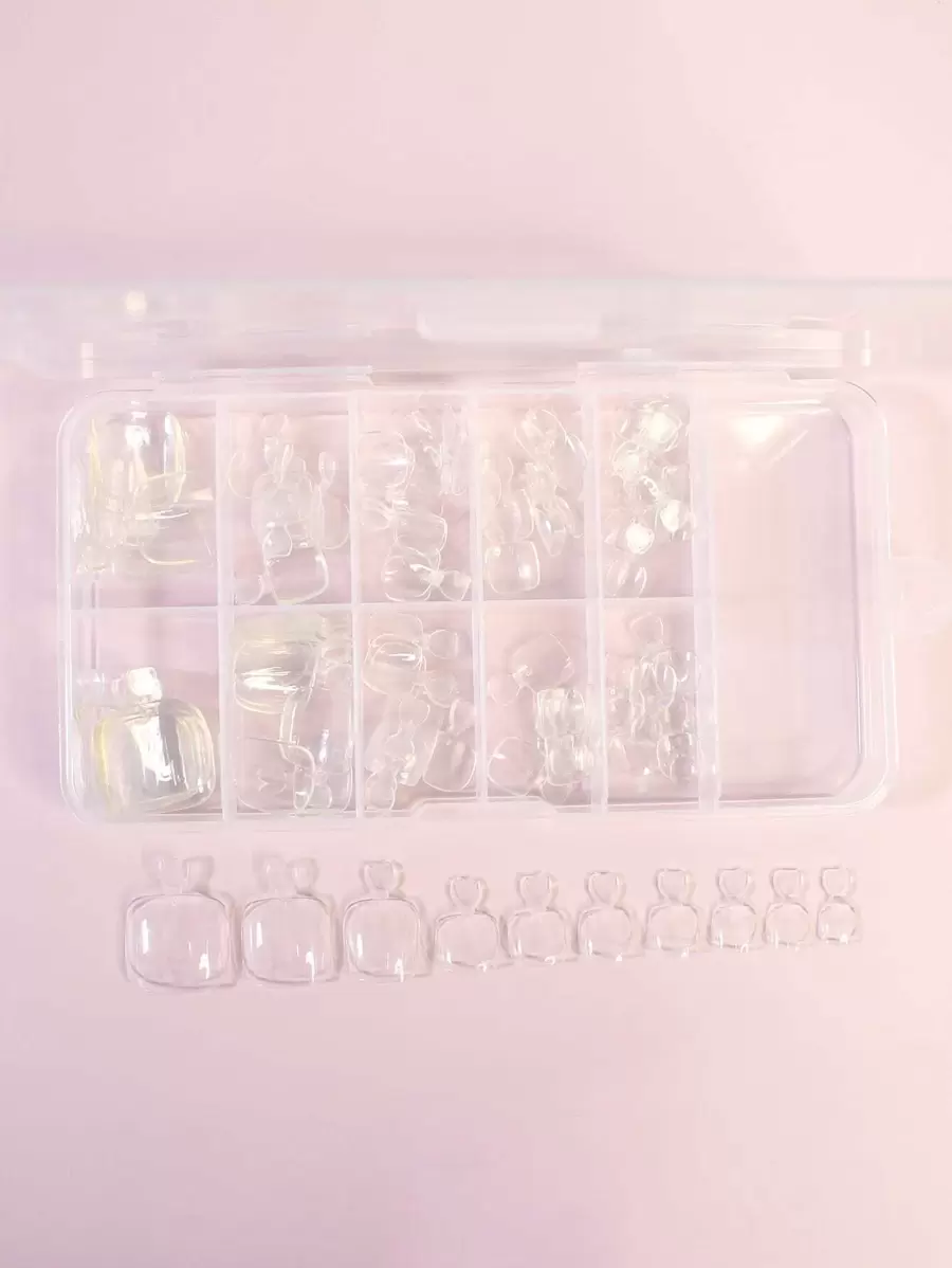 轉換你指甲片帶100入組透明盒裝脚趾甲短樹脂延伸假指甲是合適適合女士和女孩