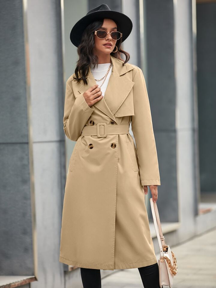 ダブルブレストベルトトレンチコート ZARA】ベルト付きロング丈ダブルブレストトレンチコート (ZARA