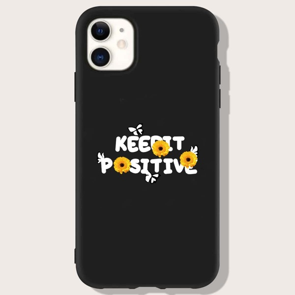 

Letter Graphic Phone Case, Black