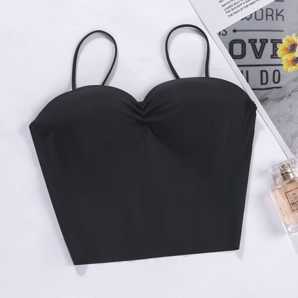 

Girls Solid Wireless Cami Bra, Black