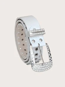 Cinturón con hebilla decorada con rhinestones para fiestas, escuela, otoño, Halloween - Blanco - Ver 2