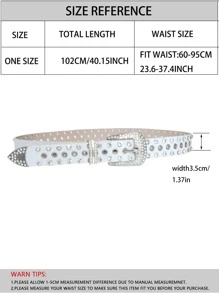 Cinturón con hebilla decorada con rhinestones para fiestas, escuela, otoño, Halloween - Blanco - Ver 6