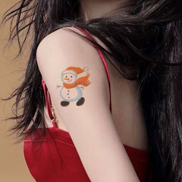 

1sheet Christmas Santa Claus Pattern Tattoo Sticker, Red