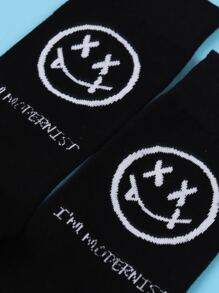 Men Letter Graphic Crew Socks - Black - View 3