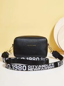 Bolso dome con estampado de letra - Negro - Ver 4