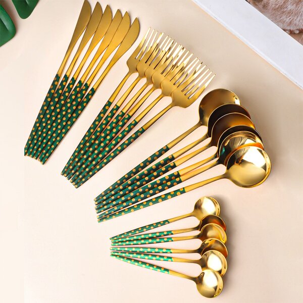 

24pcs Stainless Steel Cutlery Set, Multicolor