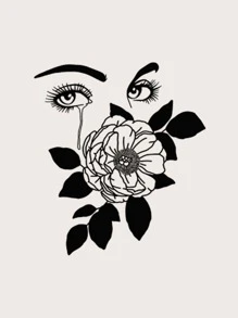 4張/套情侶小圖案組合臨時紋身貼 - 黑色 - 查看 3