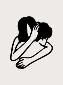 4張/套情侶小圖案組合臨時紋身貼 - 黑色 - 查看 8